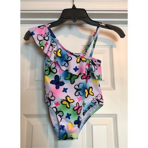 BEAUTY U - Girls Sz 5 - 6 Off-the-Shoulder Butterfly Swimsuit